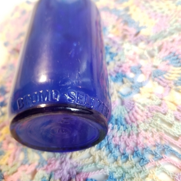 Bromo-Seltzer Emerson Drug Co 5" Cobalt Blue - Picture 4 of 9